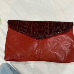 Vintage red snake skin clutch